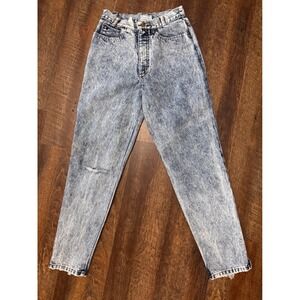 Vintage Palmetto's Acid Wash Jeans Size 9 High Rise Tapered Ankle Zip Distressed